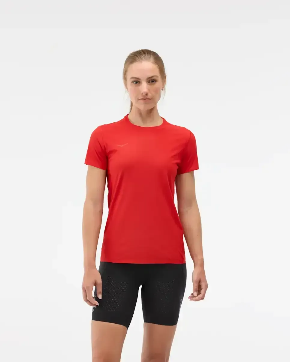 HOKA Airolite Kurzarmshirt 2.0 Zinnoberrot Damen Media front view