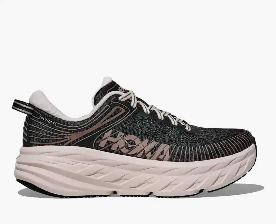 HOKA Bondi 7 Black Rose Cream Damen Media front view