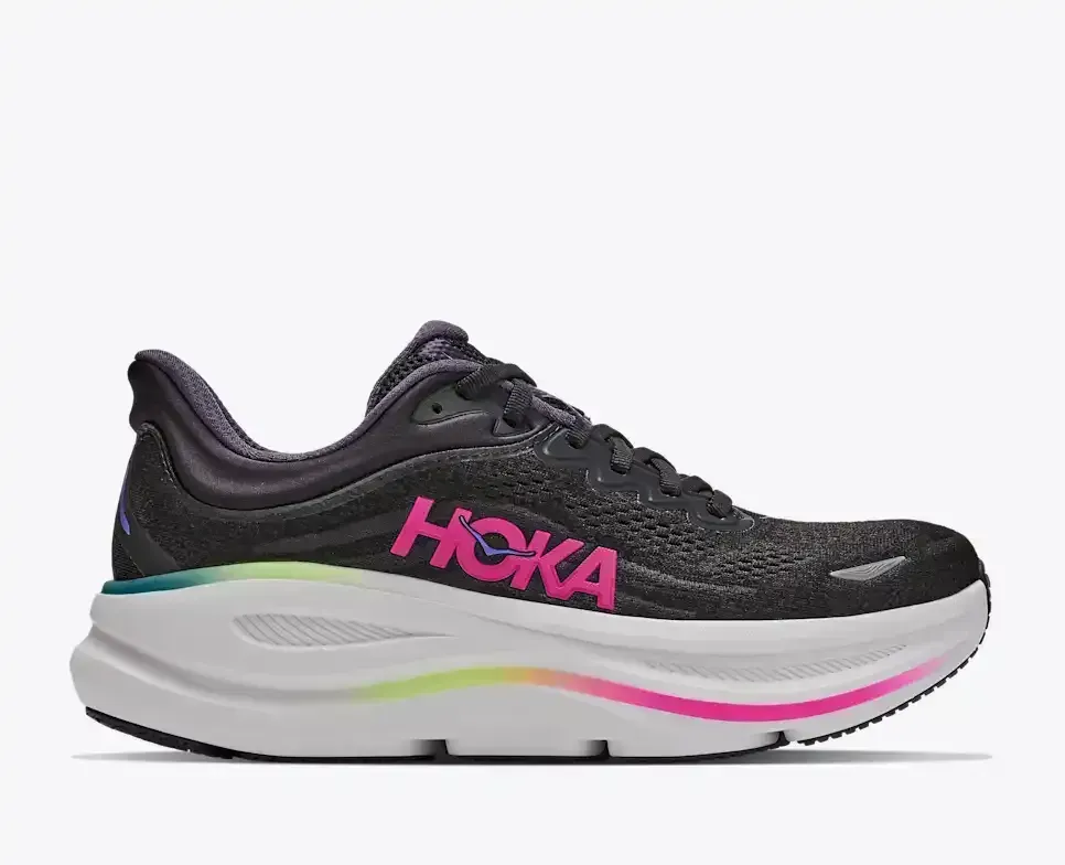HOKA Bondi 9 Black Neon Dragonfruit Damen Media front view