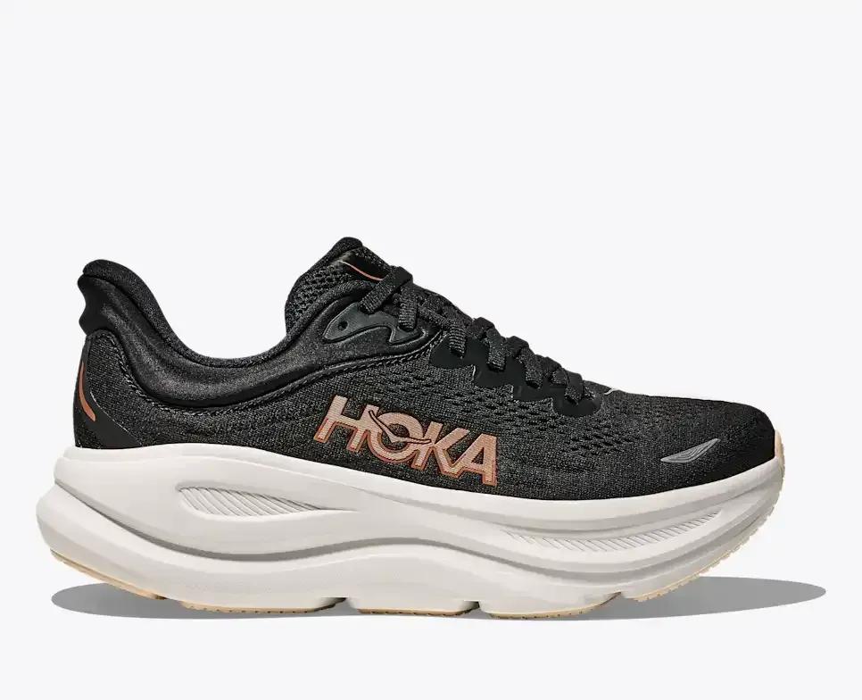HOKA Bondi 9 Black Rose Gold Damen Media front view