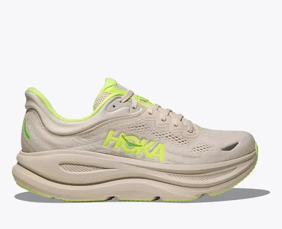 HOKA Bondi 9 Grout Neon Yuzu Media front view