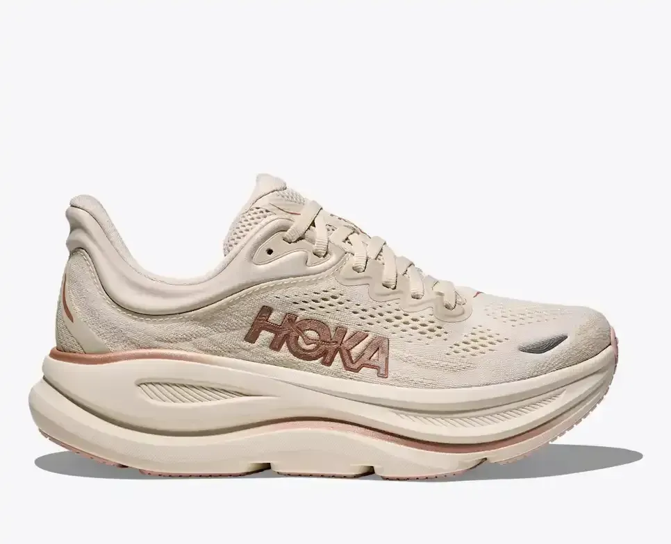 HOKA Bondi 9 Oat Milk Rose Gold Damen Media front view