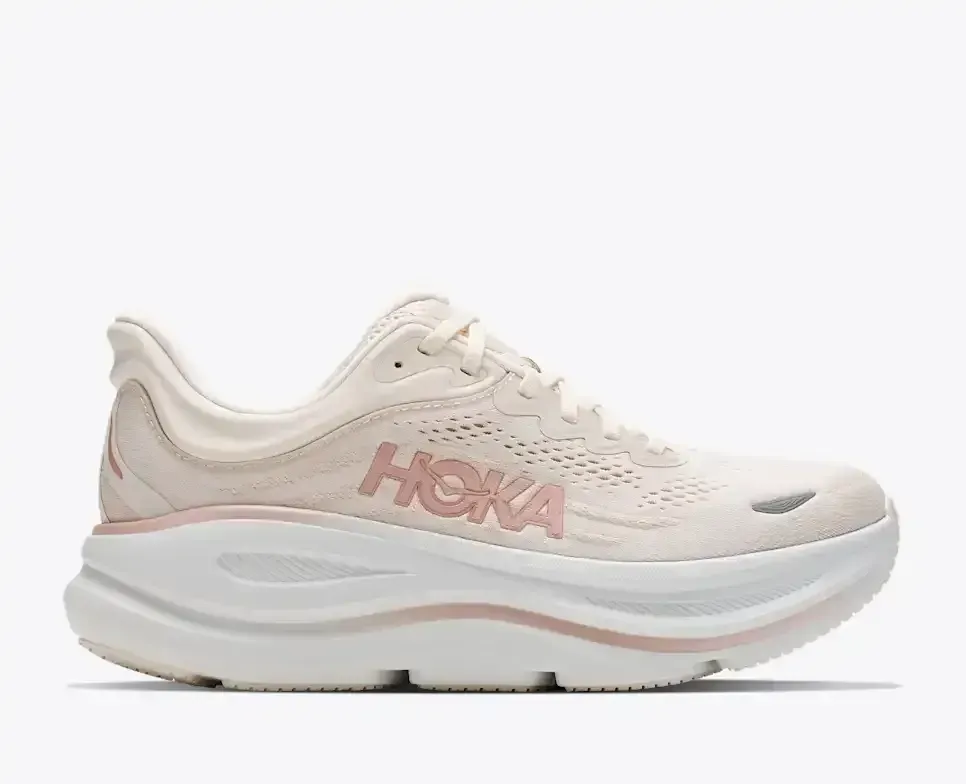 HOKA Bondi 9 Whisper White Rose Gold (Damen) Media front view