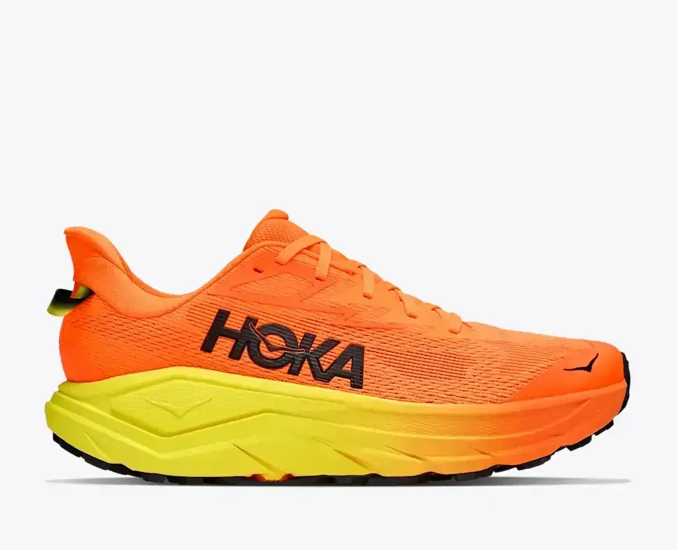 HOKA Challenger 8 Neon Tangerine Hoka Citrus Media front view