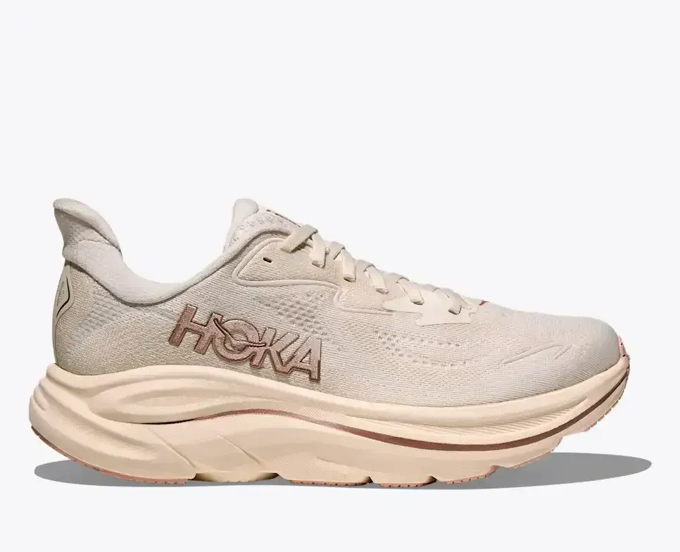 HOKA Clifton 10 Alabaster Roségold (Damen) Media front view