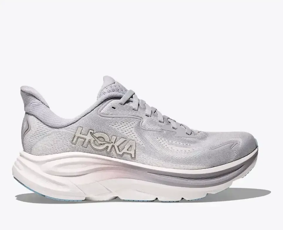 HOKA Clifton 10 Ash Grey Foggy Grey (Damen) Media front view