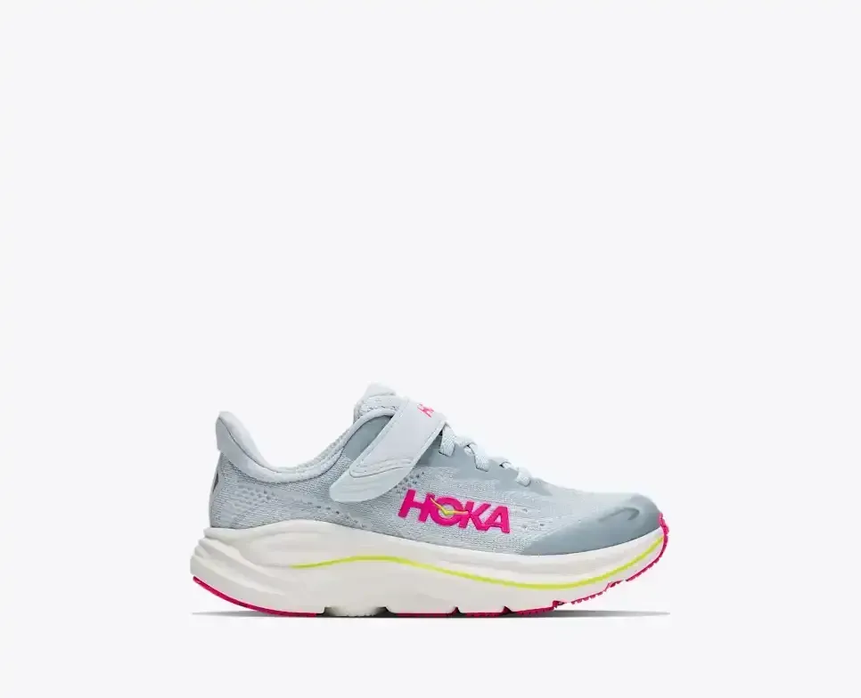 HOKA Clifton 10 Overcast Neon Dragonfruit (Kleine Kinder) Media front view