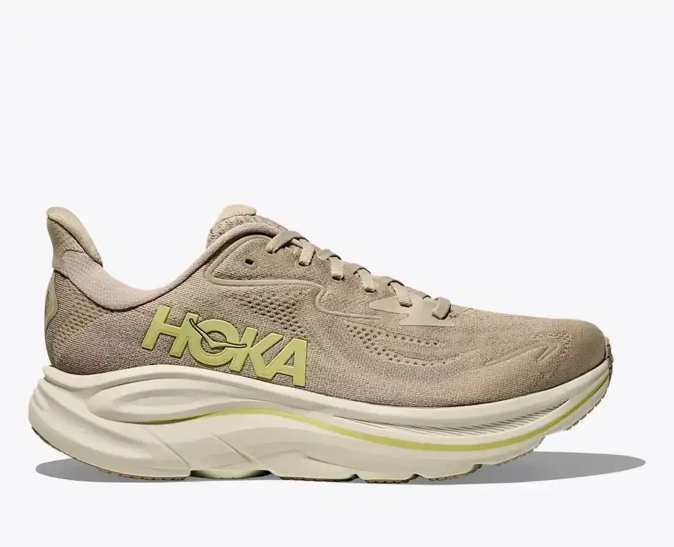 HOKA Clifton 10 Raw Linen Stone Media front view