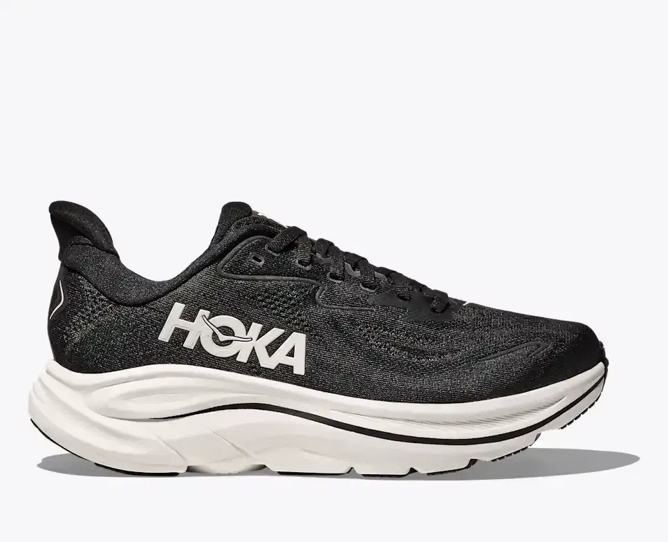 HOKA Clifton 10 Schwarz Weiß (Damen) Media front view