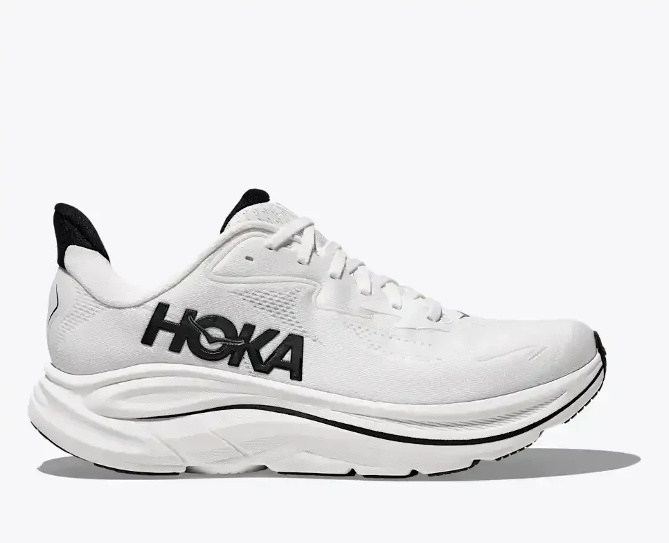 HOKA Clifton 10 Weiß Schwarz Media front view