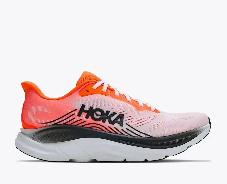 HOKA Clifton 11 Neon Tangerine Media front view