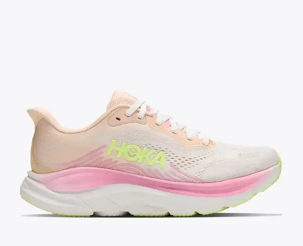 HOKA Clifton 11 Tangerine Glow White (Damen) Media front view