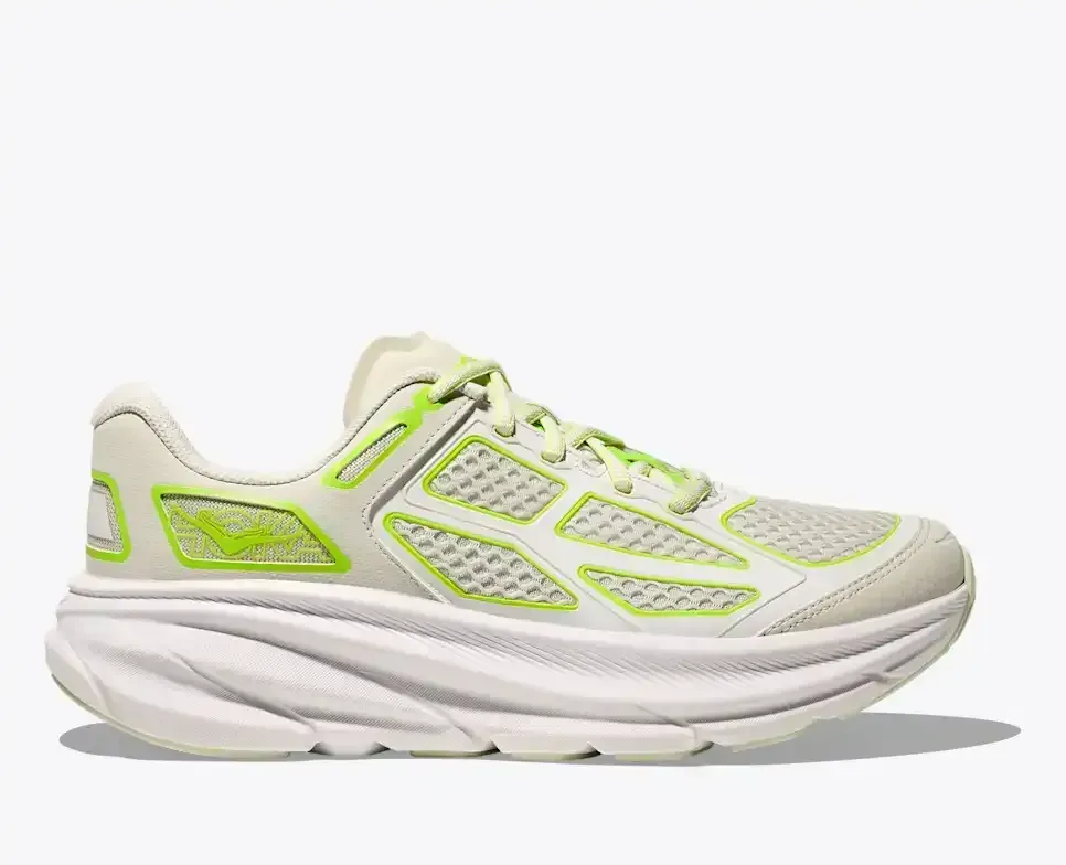 HOKA Clifton One9 Truffle Salt Neon Lime Media front view