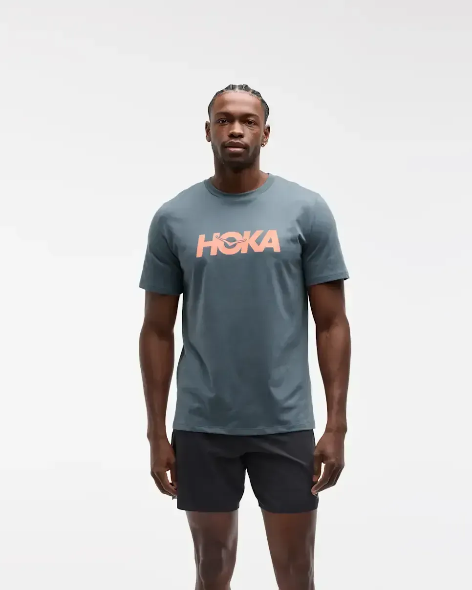 HOKA Core Logo Graphic Tee Faded Navy Media front view