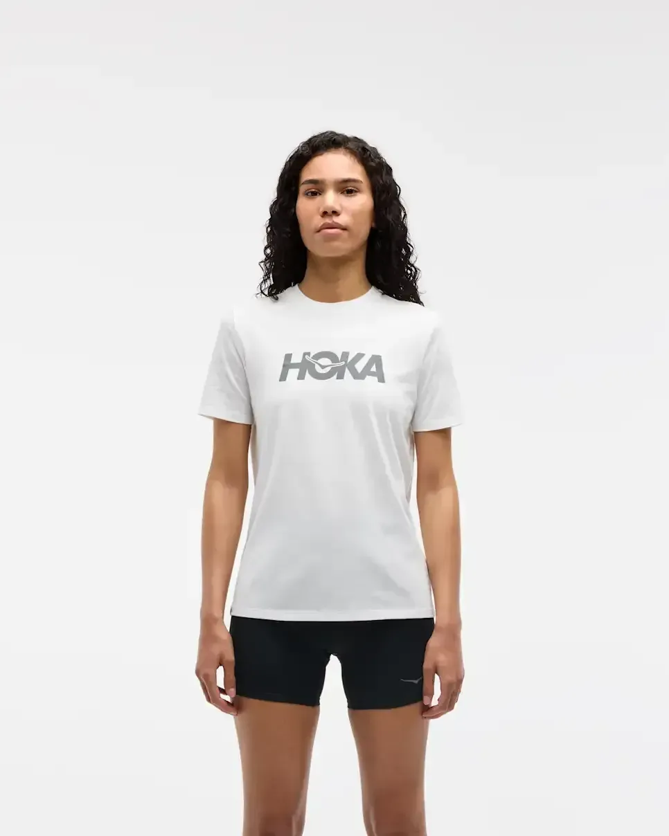 HOKA Core Logo Graphic Tee Weiß (Damen) Media front view