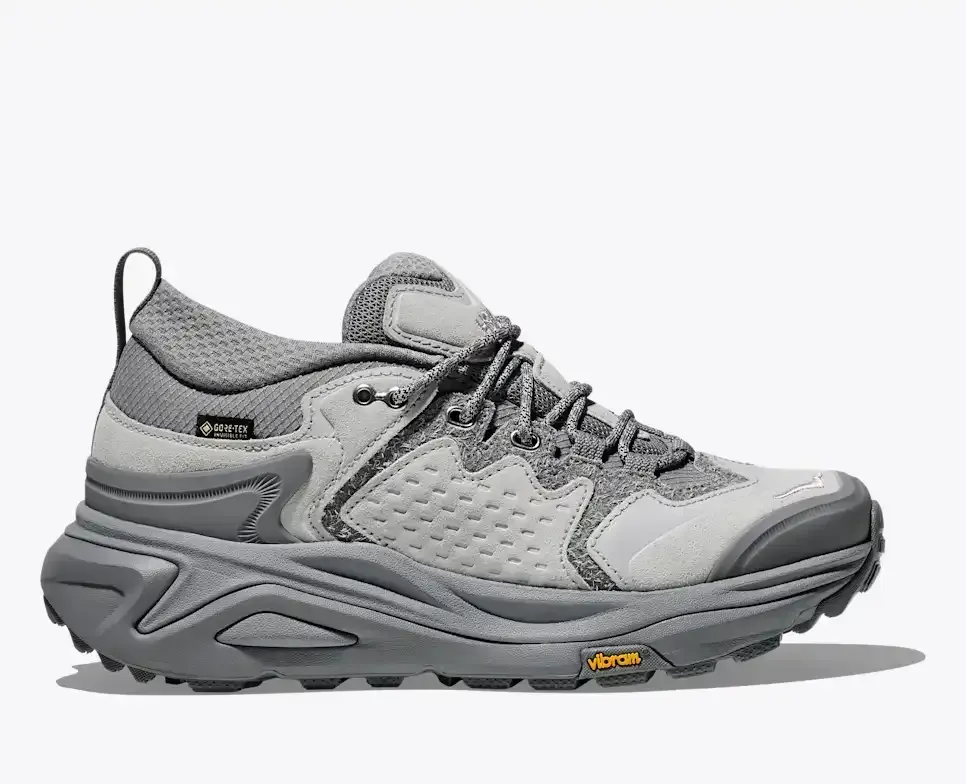 HOKA Elite Terrain System Kaha 3 Low GORE-TEX Galactic Grey Stardust Media front view