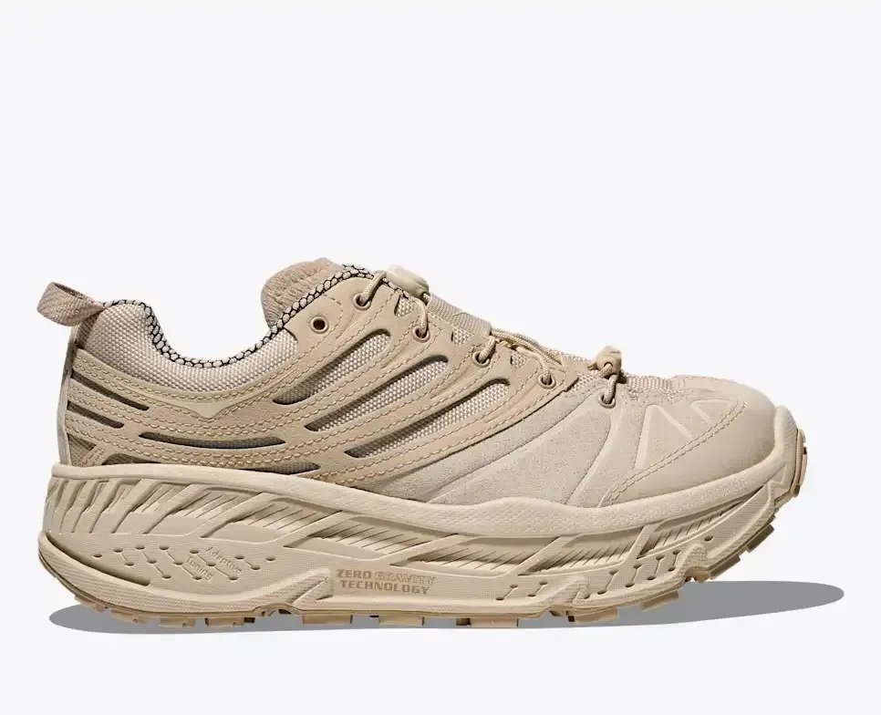 HOKA Elite Terrain System Stinson EVO OG Hafermilchcreme Media front view