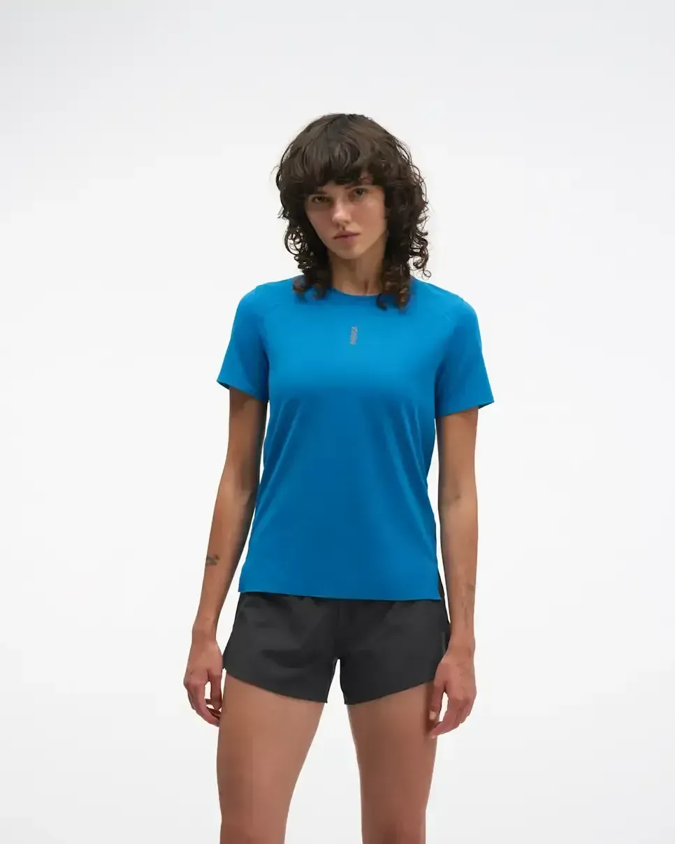 HOKA EveryRun Short Sleeve Night Glow Blue (Damen) Media front view