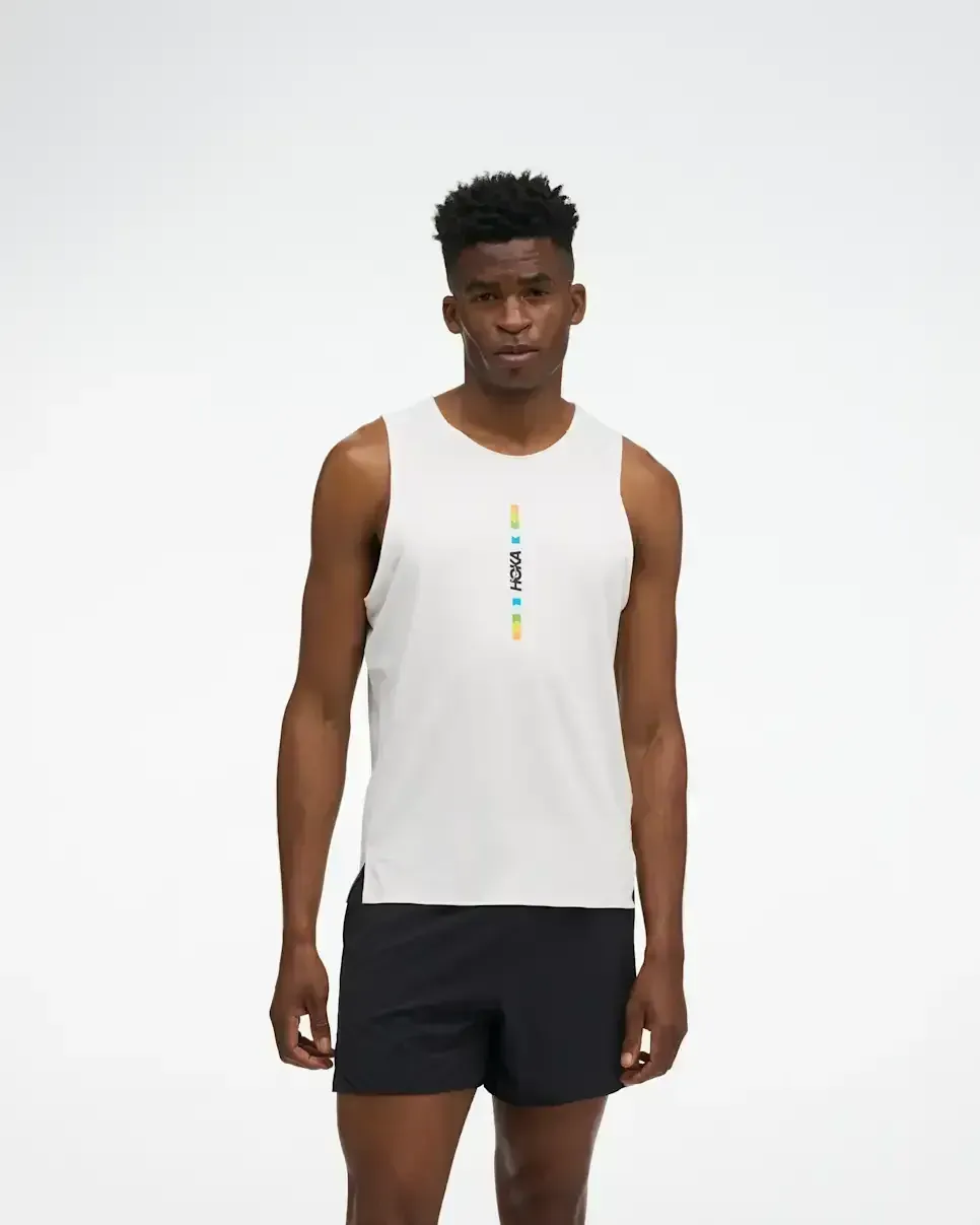 HOKA EveryRun Tank Weiß Multi Media front view