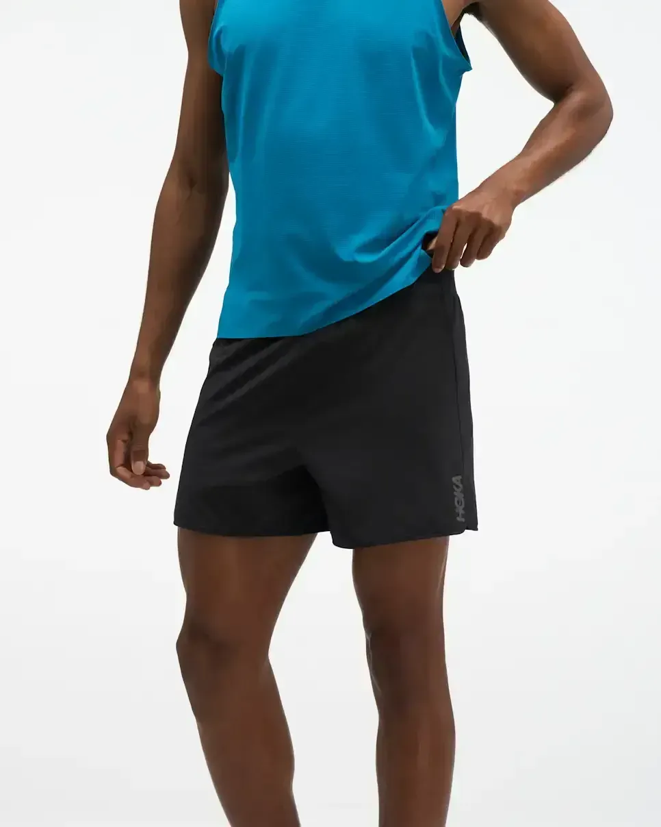 HOKA Glide Short 5″ Slip Schwarz Media front view
