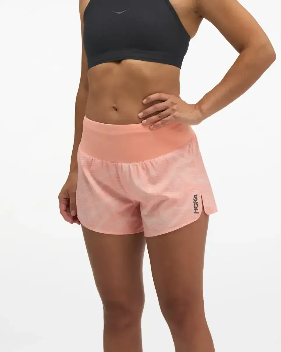 HOKA Glide Short MR 3,5″ Slip Night Glow Blue (Damen) Media front view
