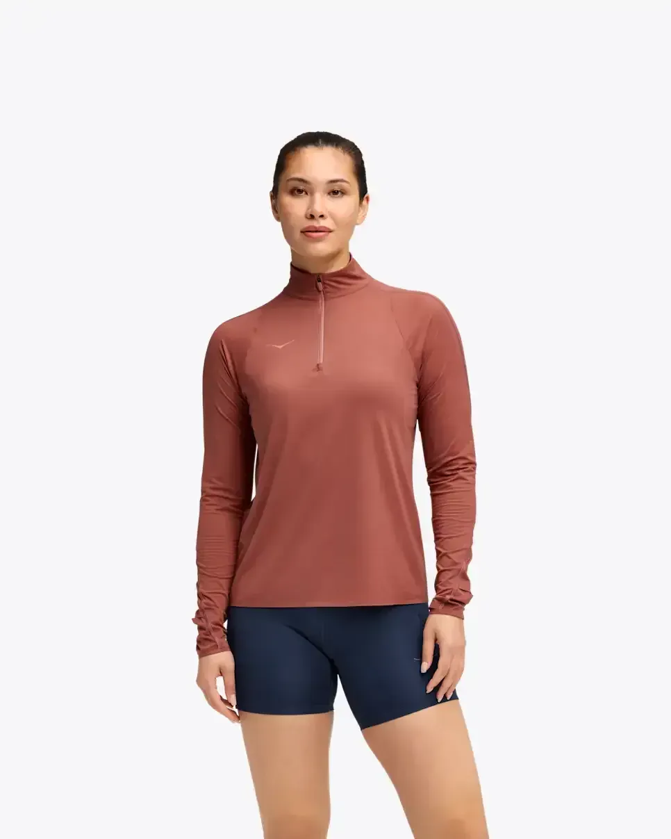 HOKA GlideTech Quarter Zip Rouge (Damen) Media front view