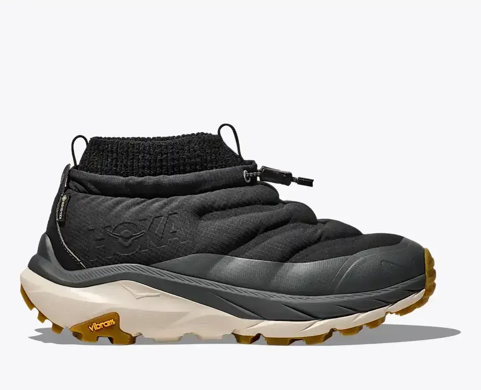 HOKA Kaha 2 Frost Moc GORE-TEX Black Outer Orbit Gum Media front view