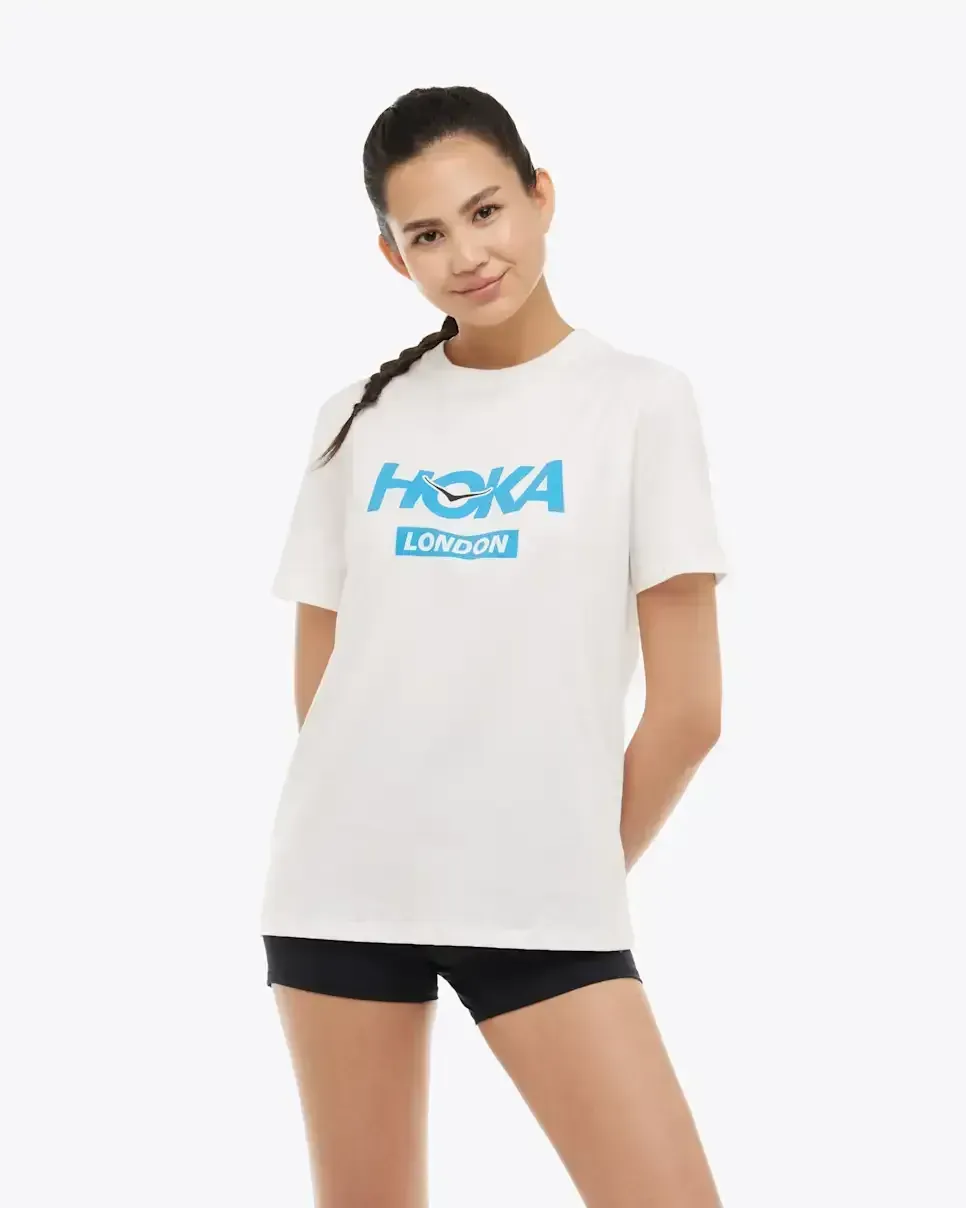 HOKA London City Tee Weiß Media front view