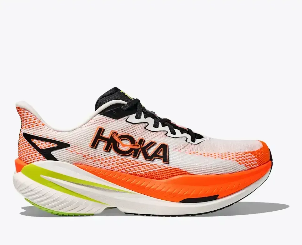 HOKA Mach X 3 Weiß Neon Tangerine Media front view