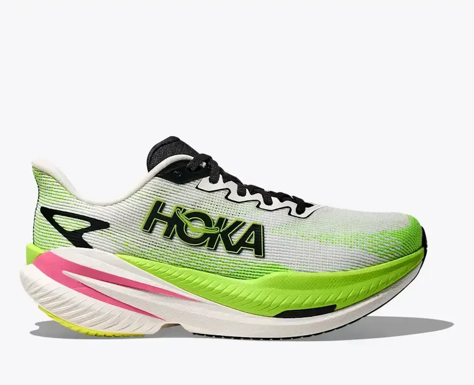 HOKA Mach X 3 White Neon Lime (Damen) Media front view