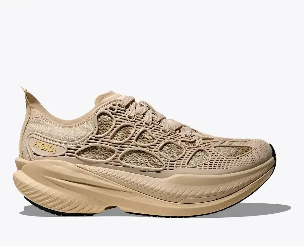 HOKA Mach X Caged Cream Split Pea Media front view