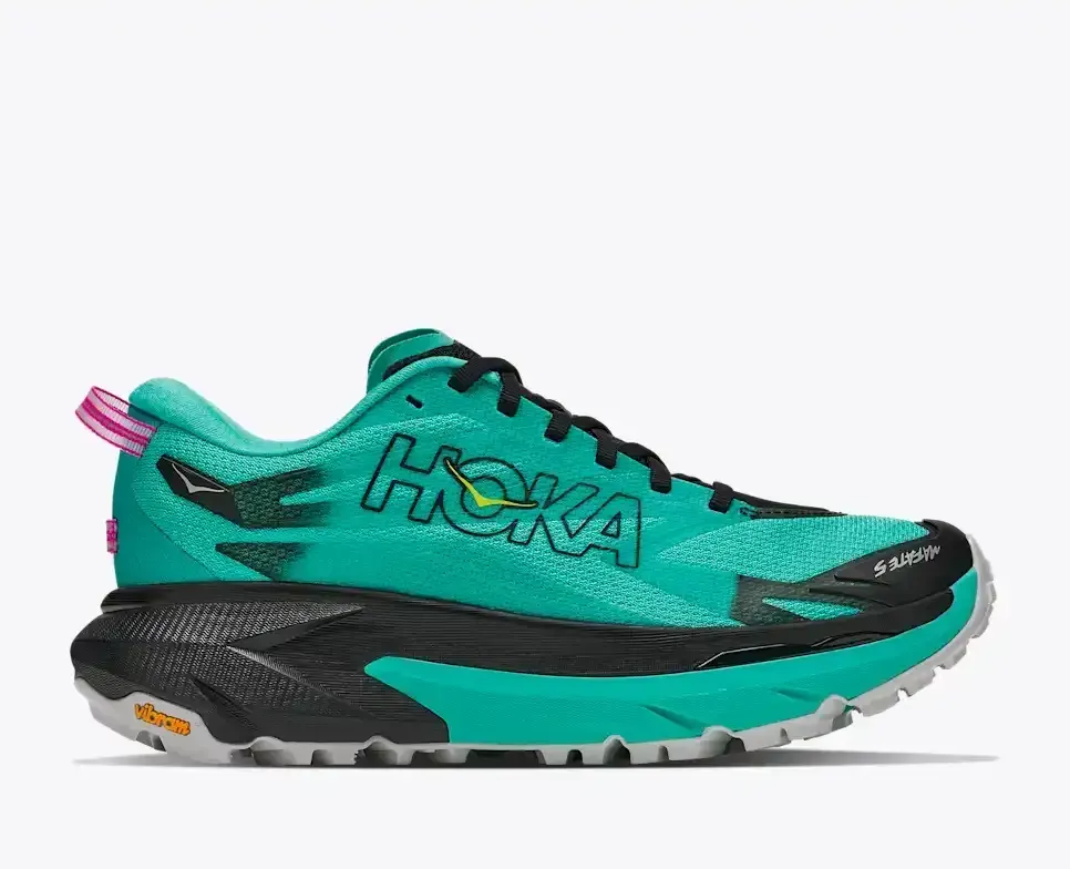 HOKA Mafate 5 Black Electric Aqua (Damen) Media front view
