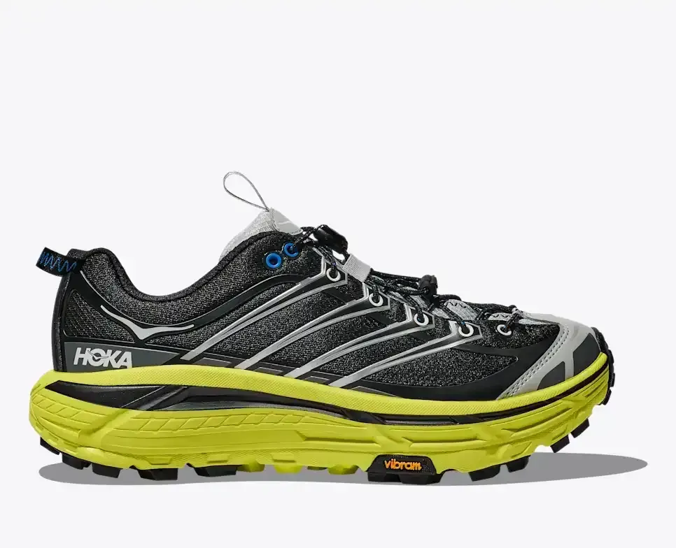 HOKA Mafate Three2 Black Citrus Media front view