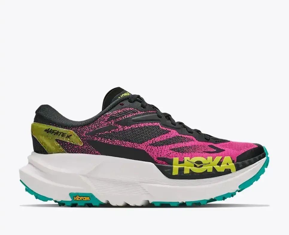 HOKA Mafate X Black Neon Dragonfruit (Damen) Media front view