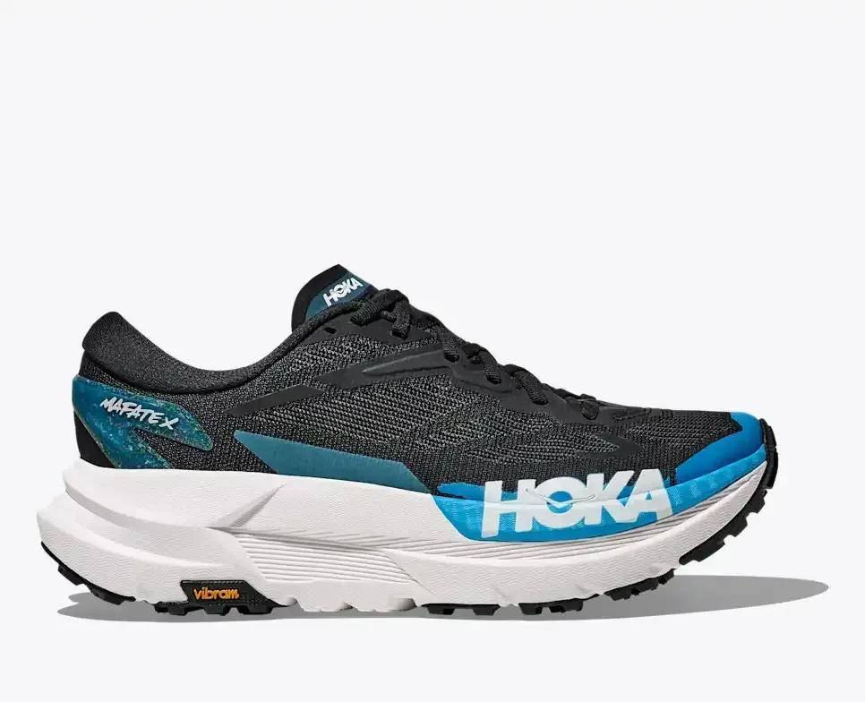 HOKA Mafate X Schwarz Skyward Blue Media front view