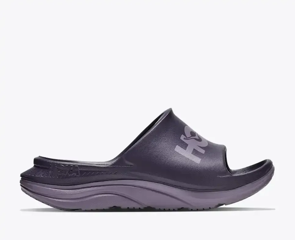 HOKA Ora Athletic Slide Squid Ink Purple Fog Media front view