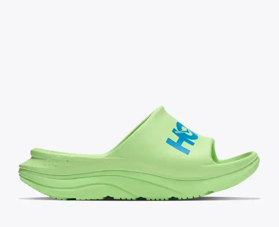 HOKA Ora Athletic Slide Tart Apple Skyward Blue Media front view