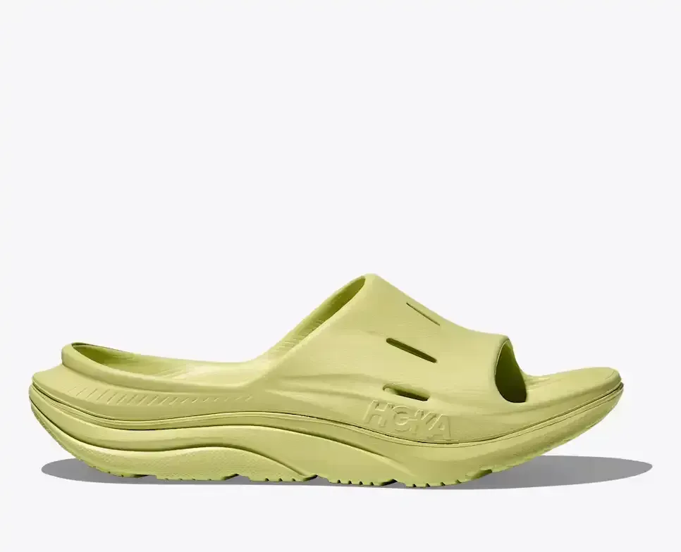 HOKA ORA Recovery Slide Honeydew Media front view