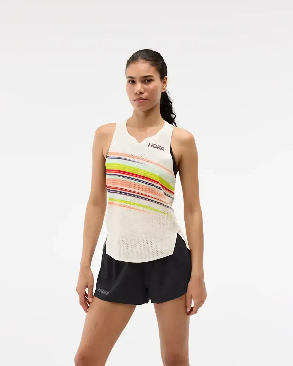 HOKA Race Day Singlet Alabaster Flare (Damen) Media front view