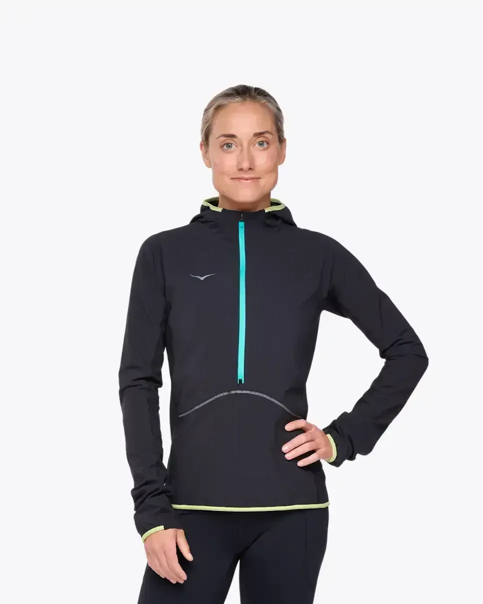 HOKA SkyGlow Half-Zip Schwarz (Damen) Media front view