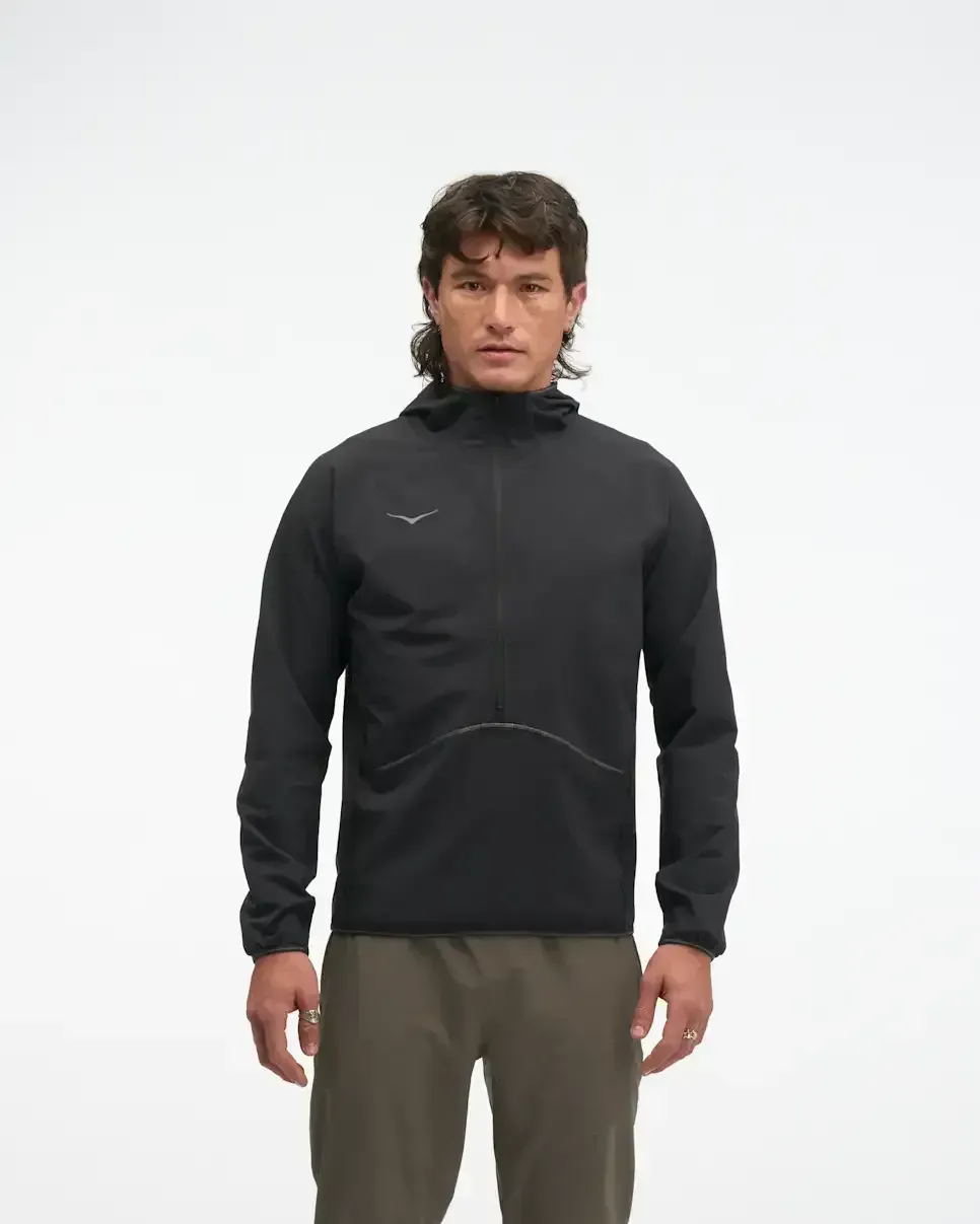 HOKA SkyGlow Half-Zip Schwarz Schwarz Media front view