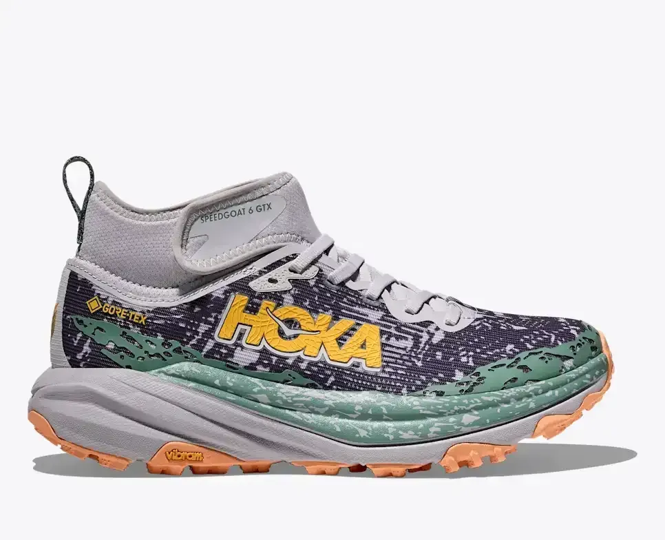 HOKA Speedgoat 6 Mid GORE-TEX Ash Grey Charcoal Grey (Damen) Media front view