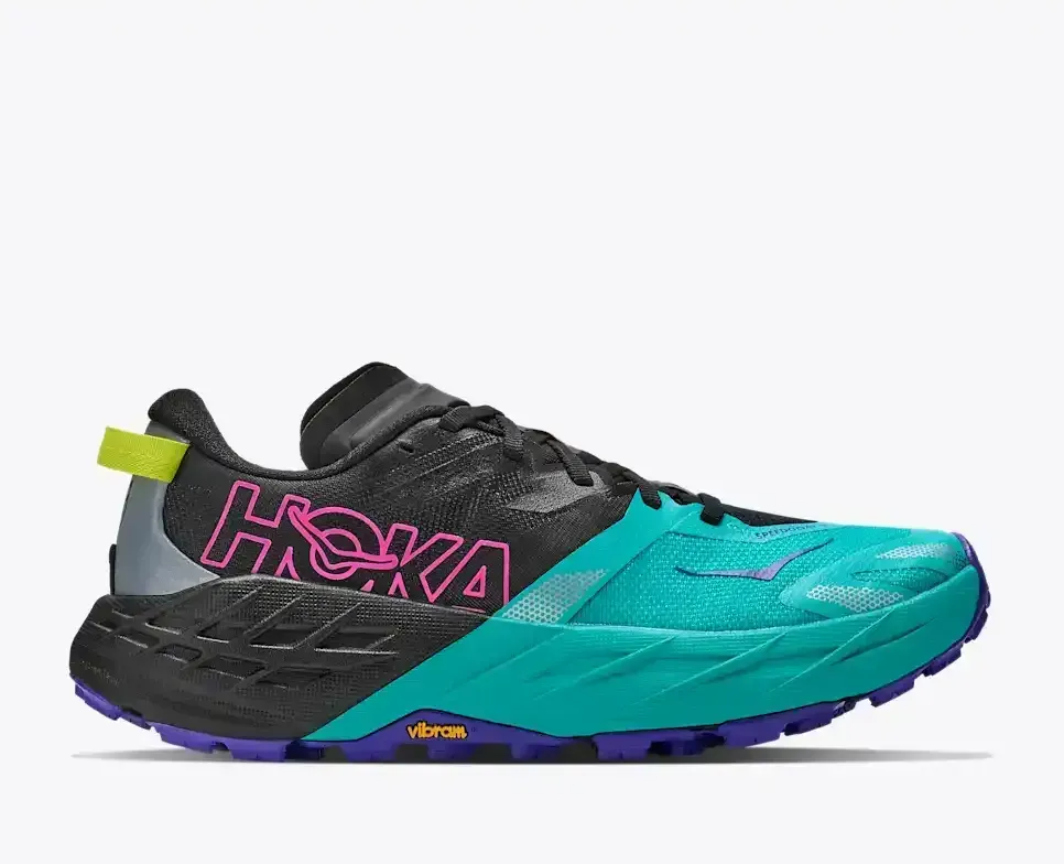 HOKA Speedgoat 7 Black Electric Aqua (Damen) Media front view