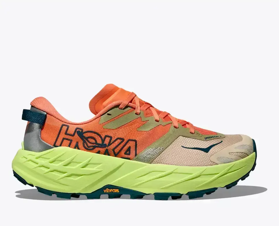 HOKA Speedgoat 7 Persimmon Neon Yuzu (Damen) Media front view