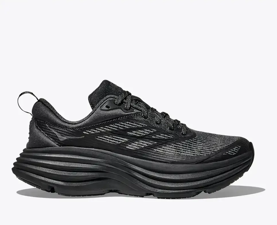 HOKA Stealth/Tech Bondi 8 Caged Schwarz Media front view