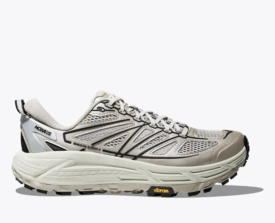 HOKA Stealth/Tech Mafate Speed ​​2 Putty Schwarz Media front view