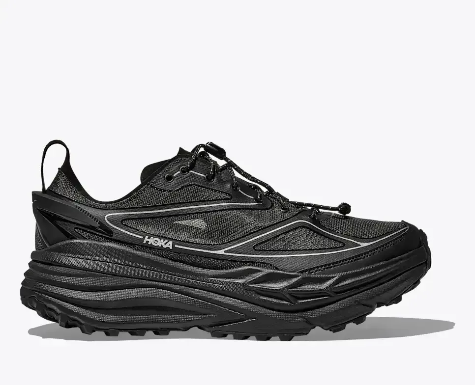 HOKA Stinson One7 Schwarz Silber Media front view
