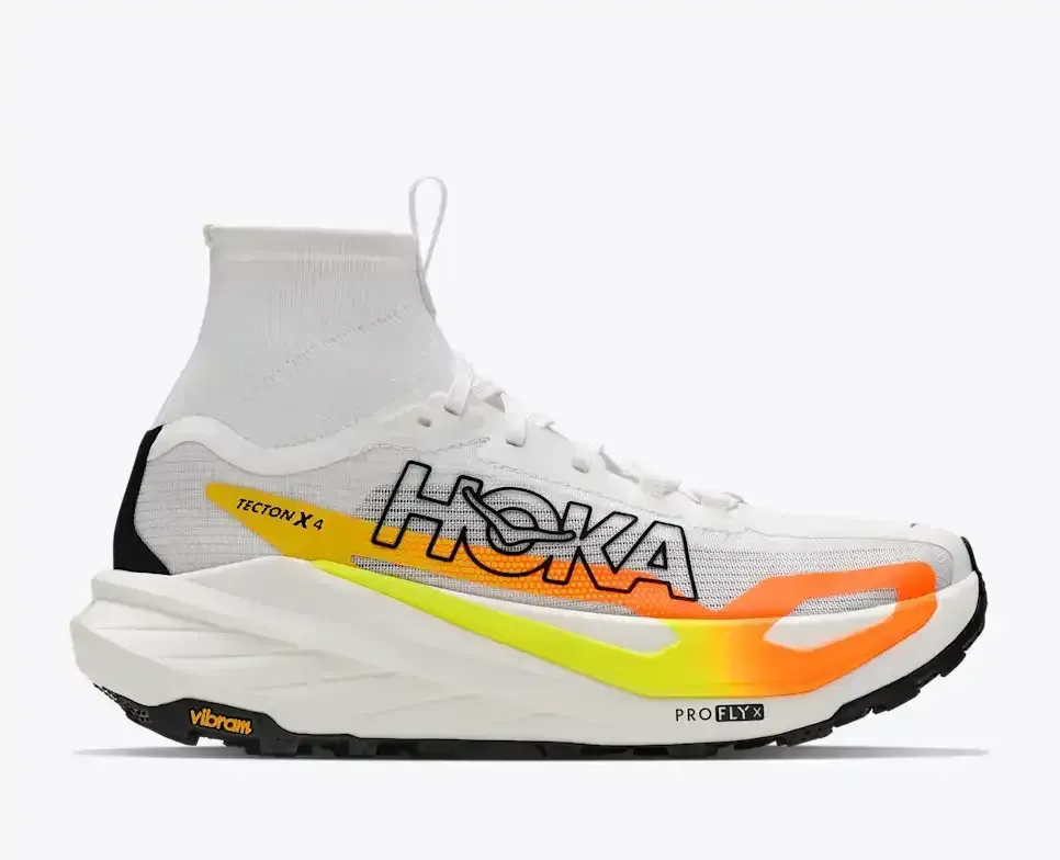 HOKA Tecton X 4 Frost Neon Tangerine Media front view