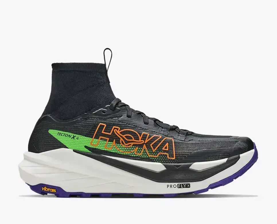 HOKA Tecton X 4 Schwarz Neongrün Media front view